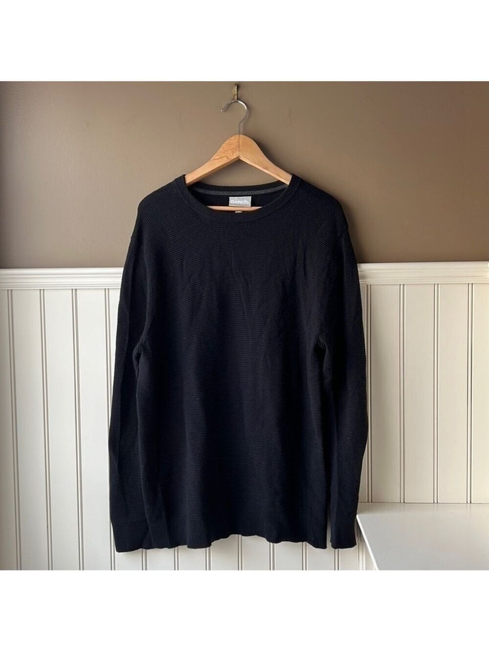 Bench Black Cotton Ribbed Sweater Size Medium - Picture 9 of 9